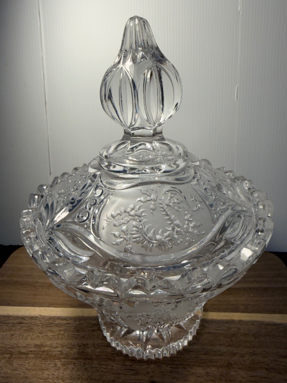 RARE Vintage Hofbauer West Germany Lead Crystal Lidded Dragon Candy Dish